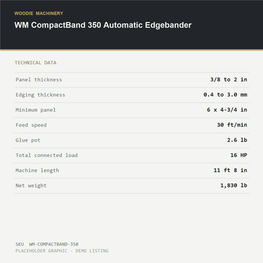 WM CompactBand 350 Automatic Edgebander - technical data