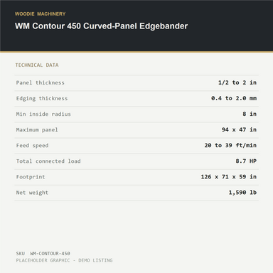 WM Contour 450 Curved-Panel Edgebander - technical data