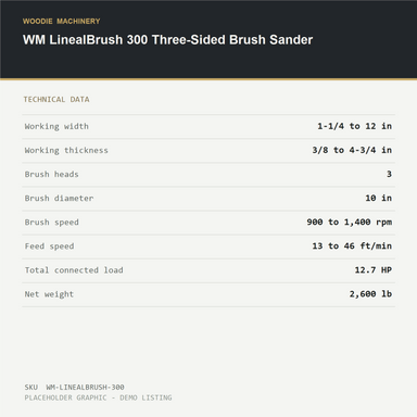 WM LinealBrush 300 Three-Sided Brush Sander - technical data