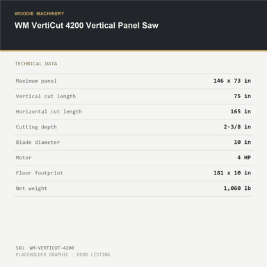 WM VertiCut 4200 Vertical Panel Saw - technical data